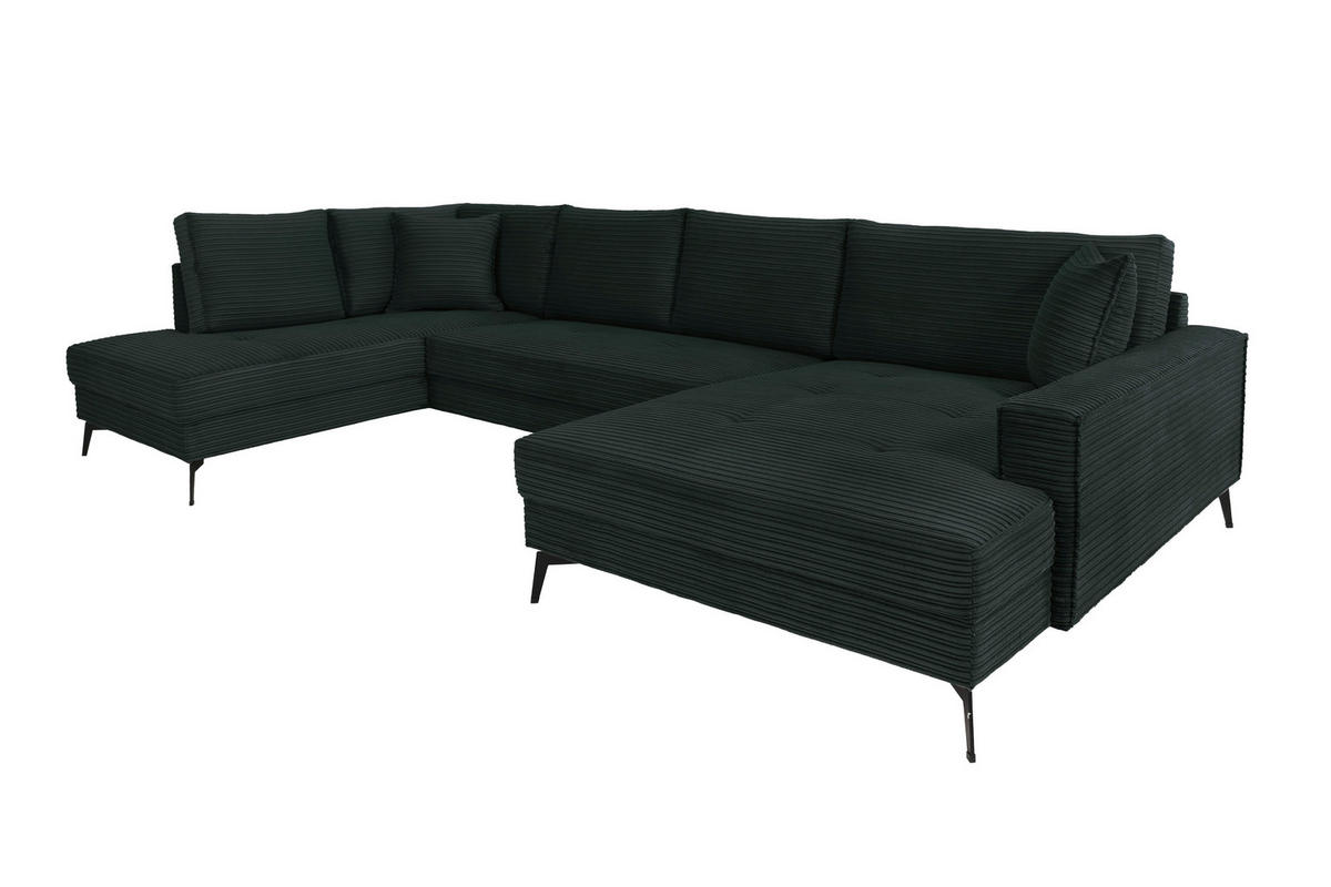 Wohnlandschaft Zero dunkelgrün Microfaser B/H/T: ca. 362x86x195 cm Zero - schwarz/dunkelgrün (362,00/86,00/195,00cm)