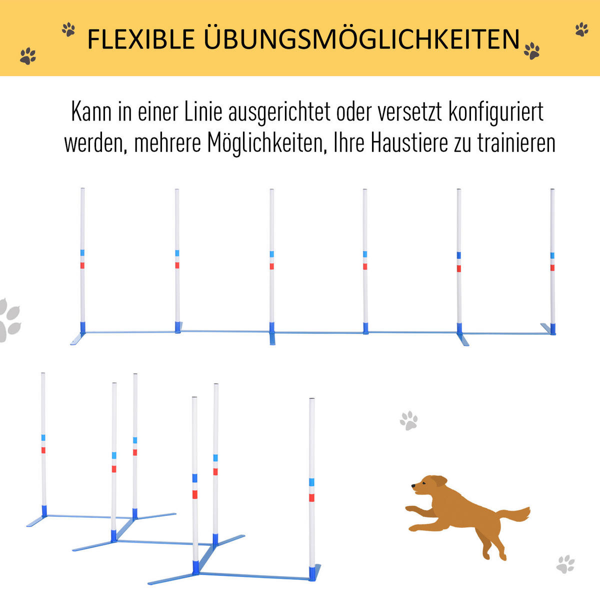 PawHut Hunde-Agility-Set blau Kunststoff B/H/L: ca. 60x94x305 cm Hunde-Agility-Set - blau/weiß (305,00/60,00/94,00cm) - PawHut