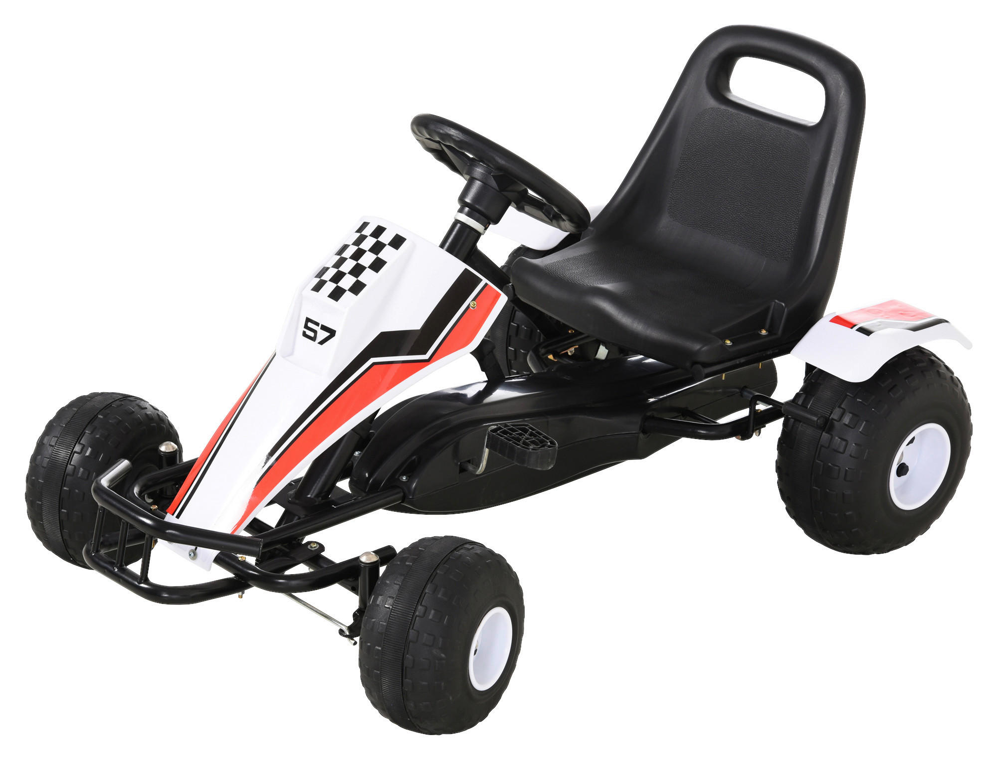 HOMCOM Kinder-Go-Kart weiß B/H/L: ca. 66x57x104 cm Kinder_Go-Kart - weiß/schwarz (104,00/66,00/57,00cm) - HOMCOM