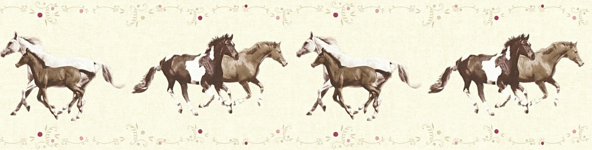 Borte Pferde creme braun B/L: ca. 13x5 cm Borte_35838-2 Pferde - braun/creme (13,00/5,00cm)