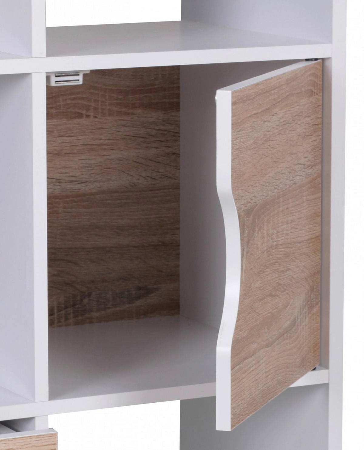 Regal Eiche Sonoma Nachbildung weiß lackiert B/H/T: ca. 60x120x29 cm Bücherregal - Eiche/weiß (60,00/120,00/29,00cm) - Wohnling