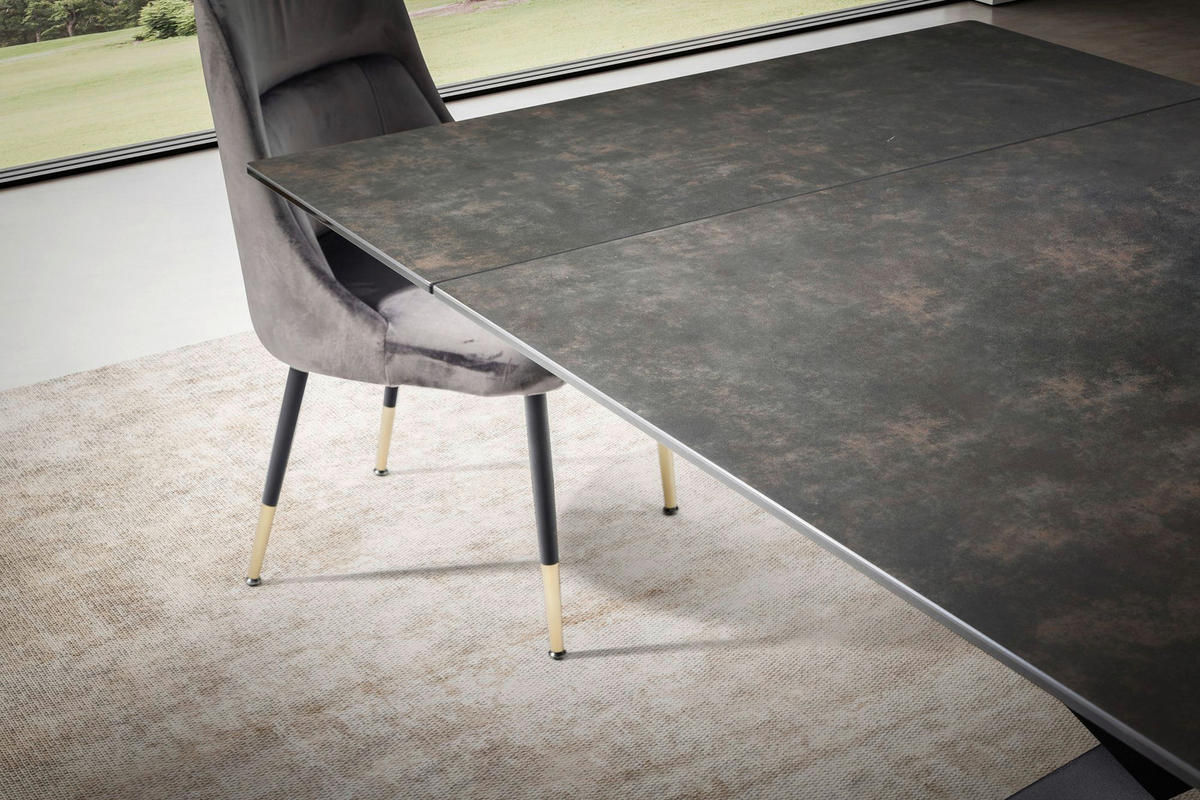 Esstisch schwarz Marmor Optik B/H/T: ca. 180x76x95 cm Esszimmertisch - schwarz (180,00/76,00/95,00cm) - Wohnling