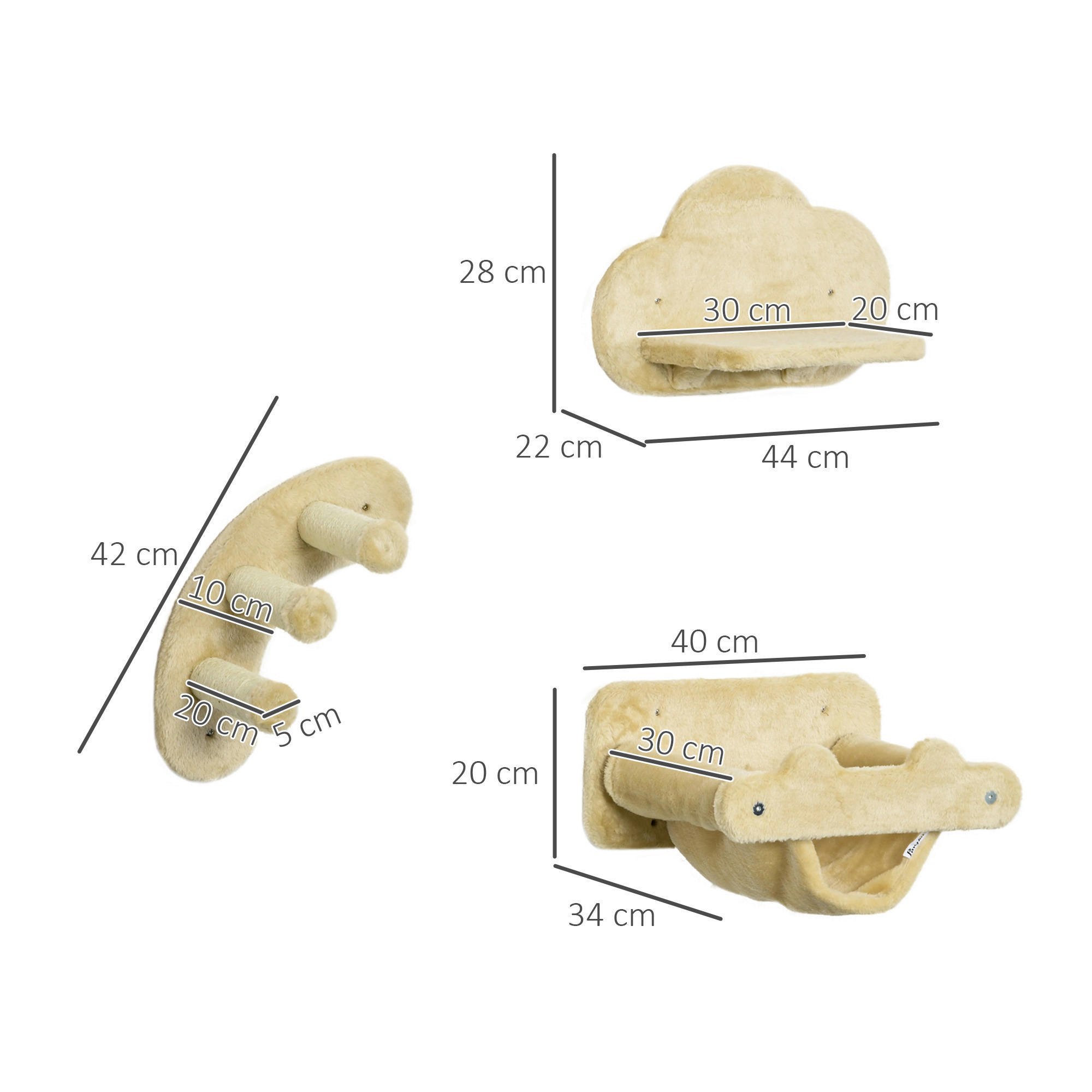 PawHut Katzen-Zubehör beige Edelstahl B/H/L: ca. 34x40x20 cm Katzentreppe - beige (20,00/34,00/40,00cm) - PawHut