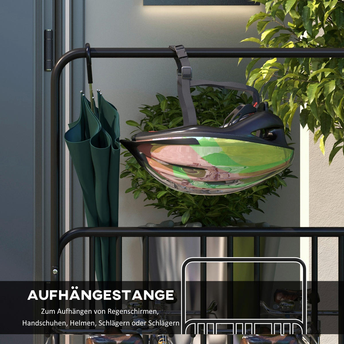 DURHAND Fahrrad-Zubehör schwarz schwarz B/H/L: ca. 92x102x130 cm Fahrradhalter - schwarz (130,00/92,00/102,00cm) - DURHAND