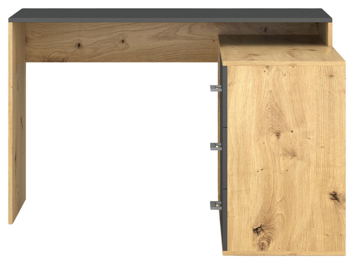 Schreibtisch KURT Eiche Artisan Nachbildung anthrazit B/H/T: ca. 120x75,4x122 cm KURT - Eiche/anthrazit (120,00/75,40/122,00cm) - WIPMEB