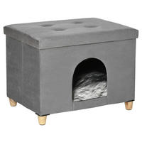 PawHut Katzenhaus grau Polyester B/H/L: ca. 45x44,5x60 cm Katzenhaus - grau (60,00/45,00/44,50cm) - PawHut