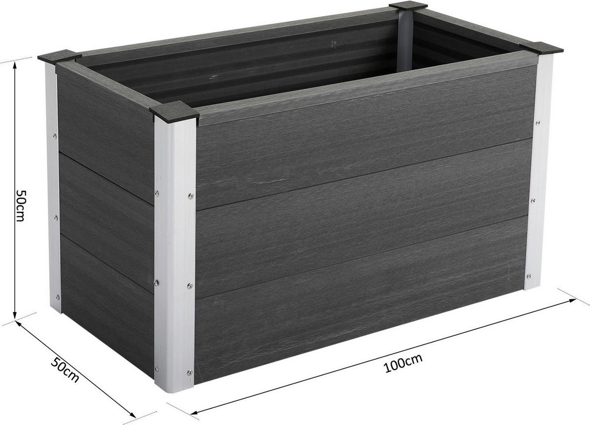 Outsunny Blumenkübel grau Kunststoff B/H/L: ca. 50x50x100 cm Blumenkübel 845-227V01 - grau (100,00/50,00/50,00cm) - Outsunny