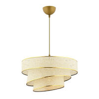 Opviq Pendelleuchte gold creme Metall Baumwolle B/H/L: ca. 40x72x40 cm E27 1 Brennstellen Couper Hazeran - gold/creme (40,00/40,00/72,00cm) - Opviq