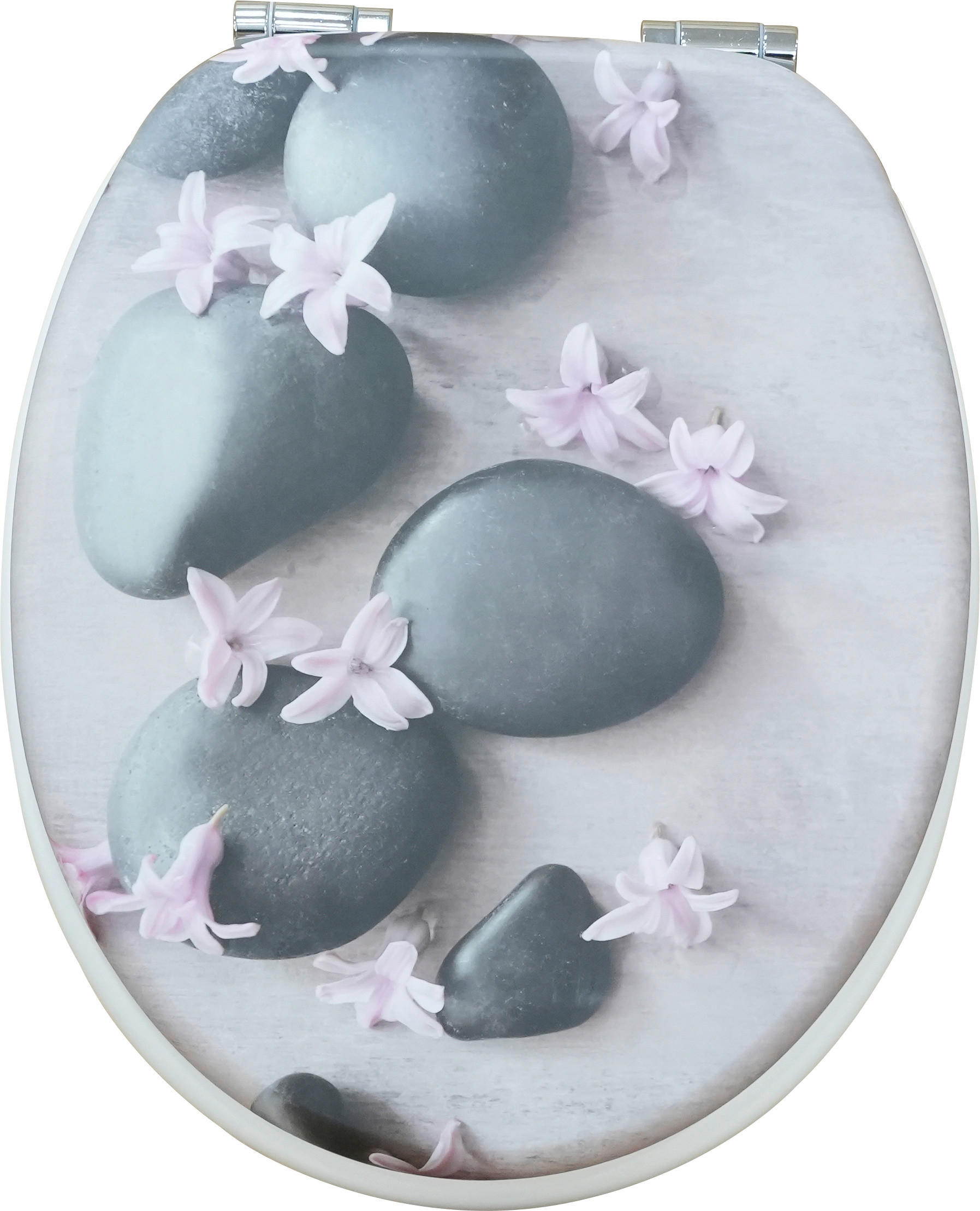 WC-Sitz rosa grau MDF B/H/T: ca. 45,8x5,7x37,6 cm WC-Sitz_Spa_Flower MDF FSC - rosa/grau (45,80/5,70/37,60cm)