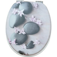 WC-Sitz rosa grau MDF B/H/T: ca. 45,8x5,7x37,6 cm WC-Sitz_Spa_Flower MDF FSC - rosa/grau (45,80/5,70/37,60cm)