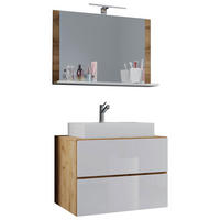Waschplatz 3tlg-Lendas weiß Eiche Honig Nachbildung weiß B/H/T: ca. 60x52x52 cm 3tlg-Lendas - Eiche/weiß (60,00/52,00/52,00cm) - VCM Möbel
