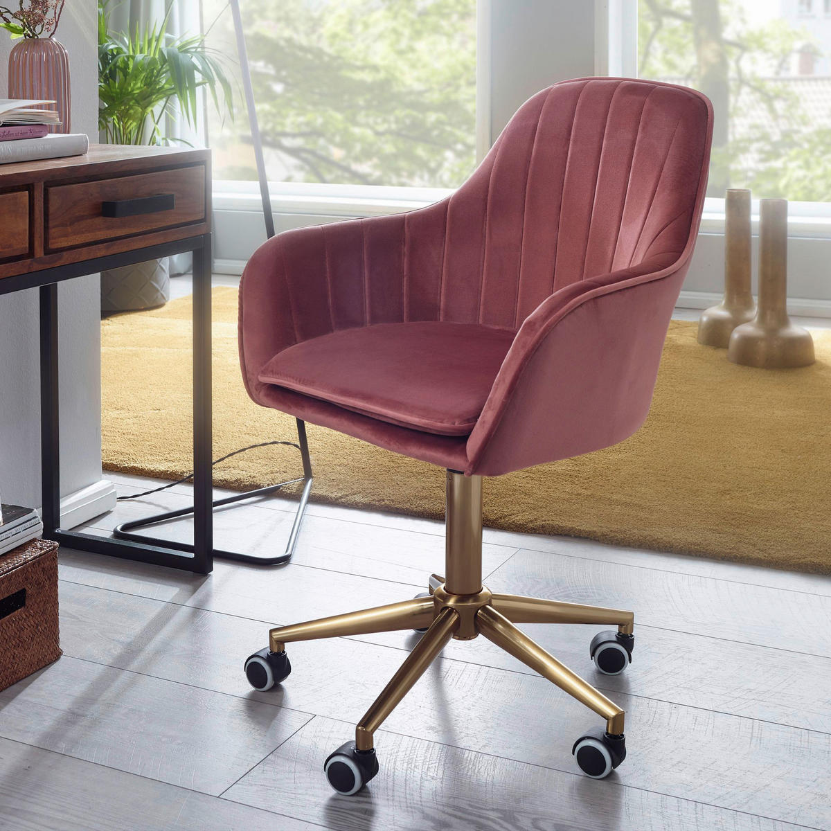 Drehstuhl rosa Bürostuhl - rosa (52,00/105,00/54,00cm) - Amstyle