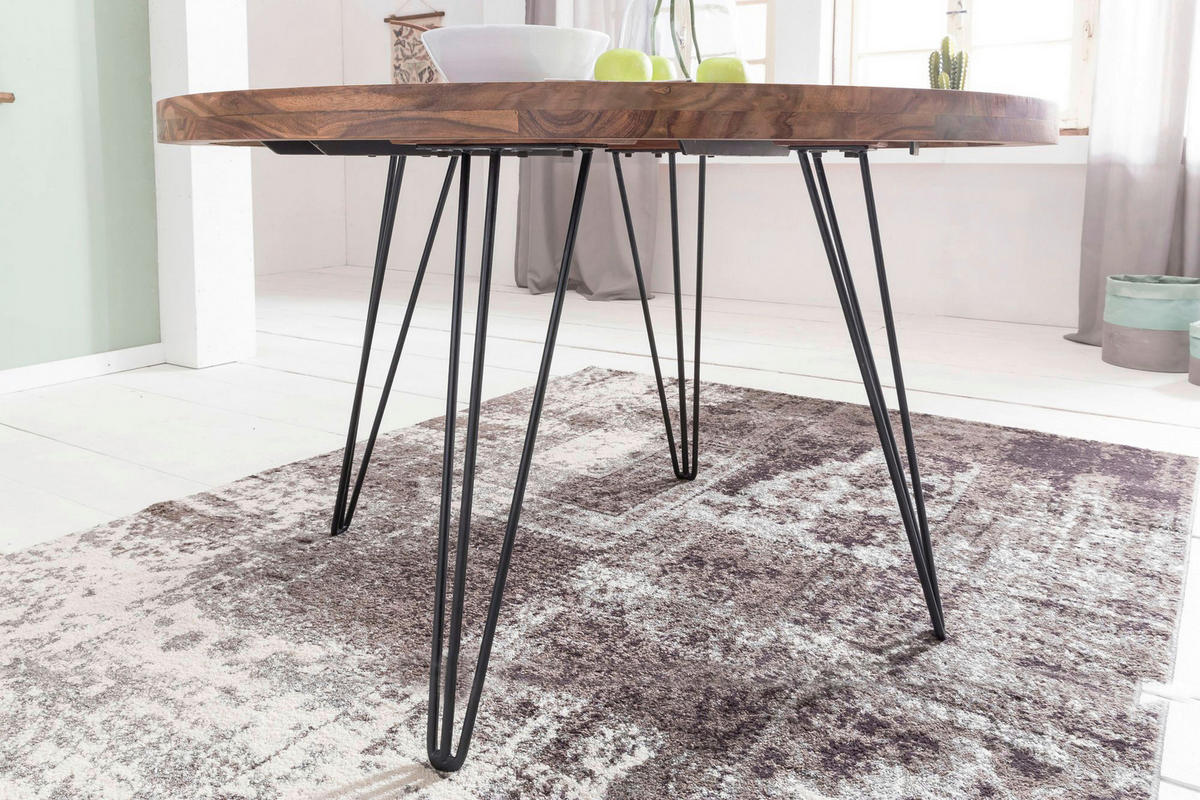 Esstisch natur schwarz matt H/D: ca. 78x120 cm Esstisch - natur/schwarz (120,00/78,00cm) - Wohnling