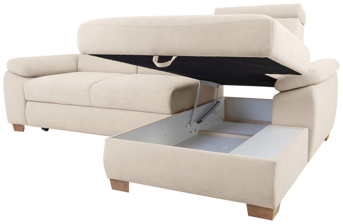 Ecksofa Aguda beige Microfaser B/H/T: ca. 269x102x175 cm Aguda - beige/buche (269,00/102,00/175,00cm)