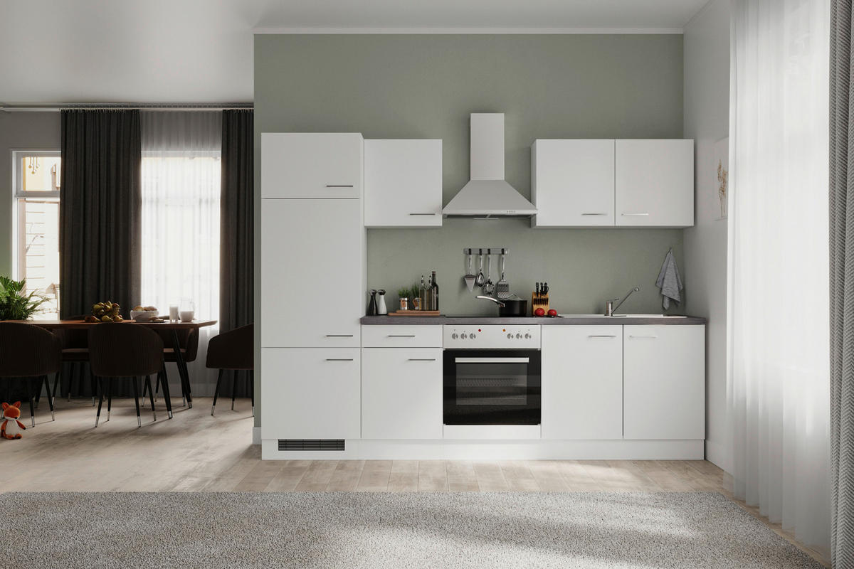 Küchenblock Vita weiß matt B/H/T: ca. 270x200x60 cm Vita - Beton/weiß (270,00/200,00/60,00cm) - Flex-Well