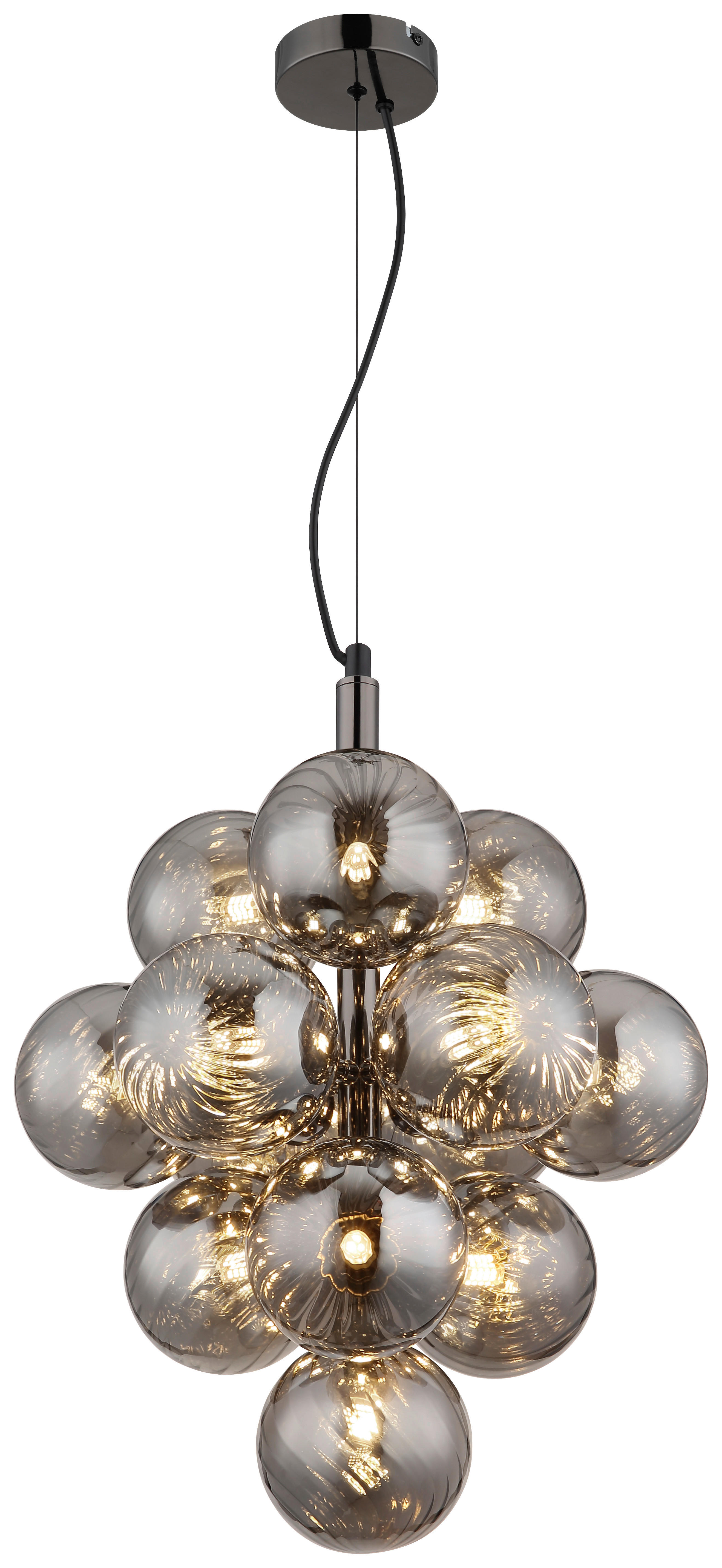 GLOBO LED-Pendelleuchte schwarz Chrom Rauch Glas Metall H/D: ca. 120x39,5 cm 13.0 Brennstellen CONOR - schwarz/Rauch (39,50/120,00cm) - GLOBO