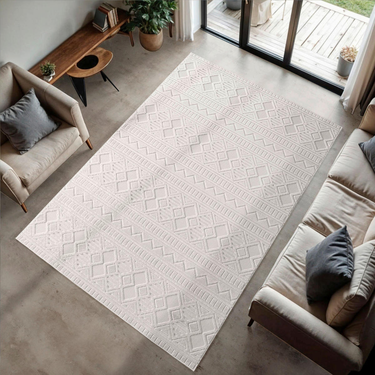 Ayyildiz Kurzflorteppich DOHA creme B/L: ca. 80x150 cm DOHA - creme (80,00/150,00cm) - Ayyildiz