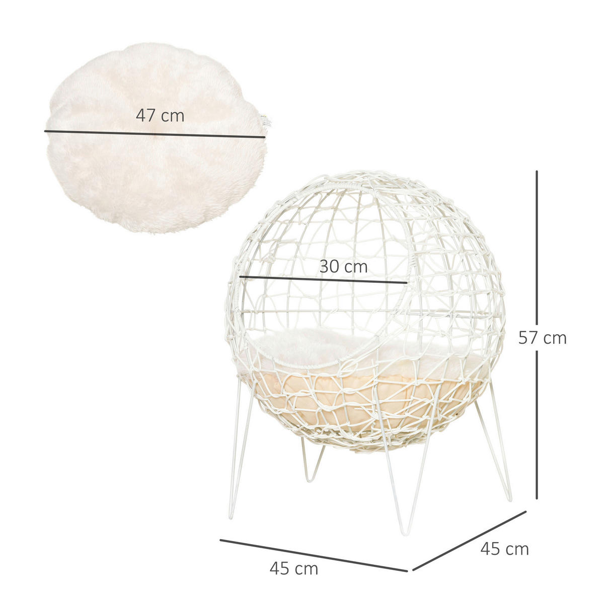 PawHut Katzenhaus weiß Kunststoff B/H/L: ca. 45x57x45 cm Katzenhaus - weiß (45,00/45,00/57,00cm) - PawHut