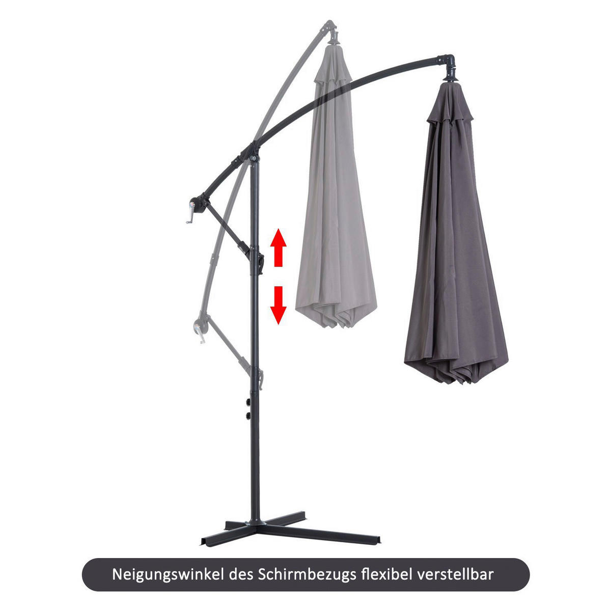 Outsunny Ampelschirm grau Stahl H/D: ca. 250x300 cm Ampelschirm - grau (300,00/250,00cm) - Outsunny
