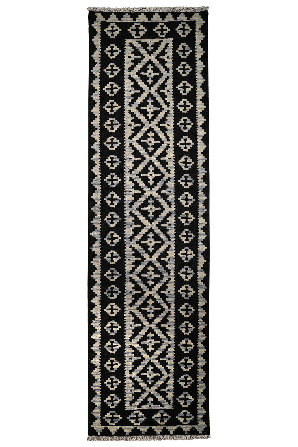 PersaTepp Teppich Kelim Gashgai schwarz B/H/L: ca. 83x1x293 cm Kelim Gashgai - beige/schwarz (293,00/83,00/1,00cm) - PersaTepp