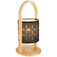 GLOBO Tischleuchte schwarz natur Holz Textil H/D: ca. 33x16 cm E14 1 Brennstellen NINJA - natur/schwarz (16,00/33,00cm) - GLOBO