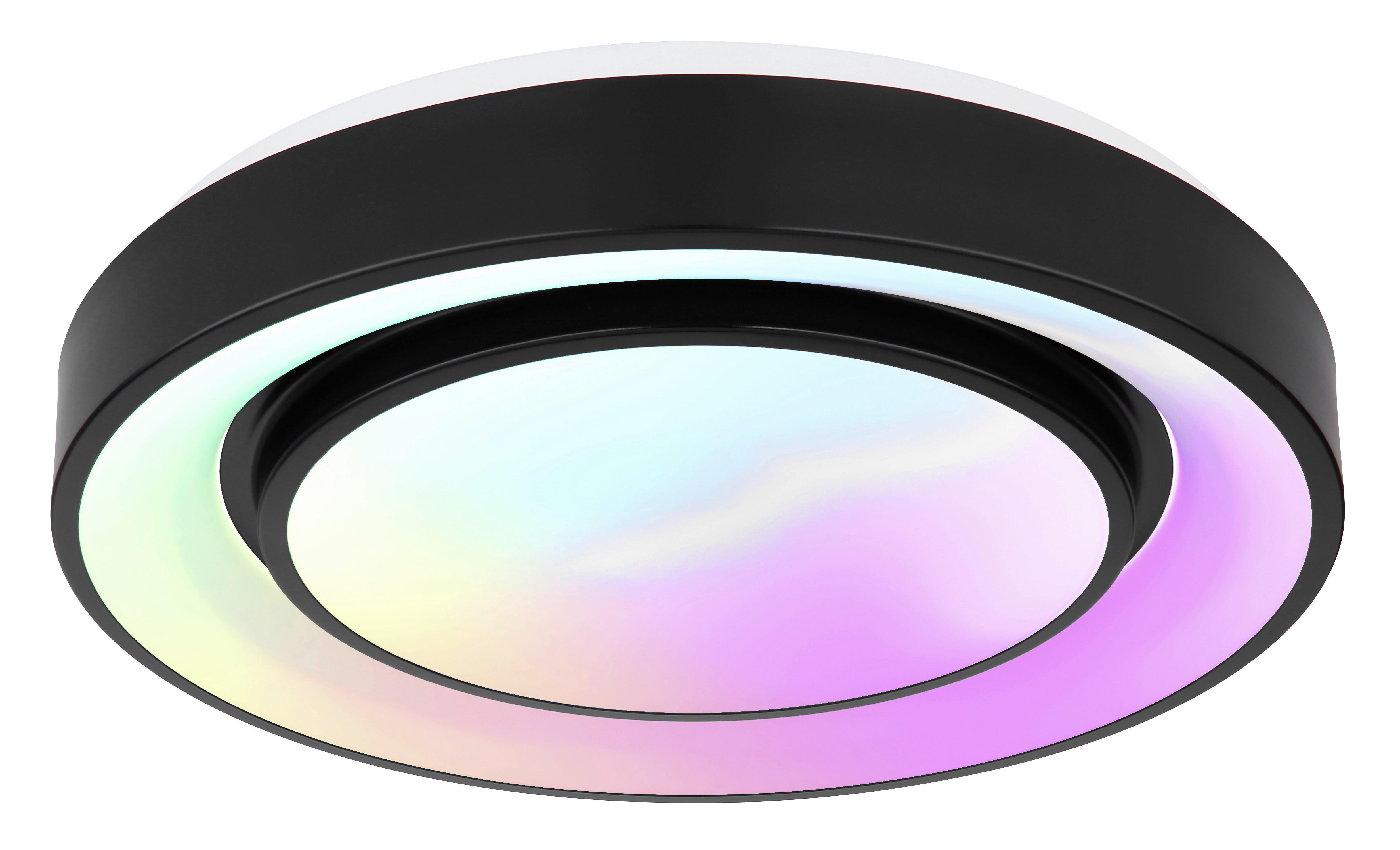 GLOBO Deckenleuchte SULLY 41368-24 schwarz Opal Metall Kunststoff H/D: ca. 7,5x38 cm SULLY - schwarz/Opal (38,00/7,50cm) - GLOBO