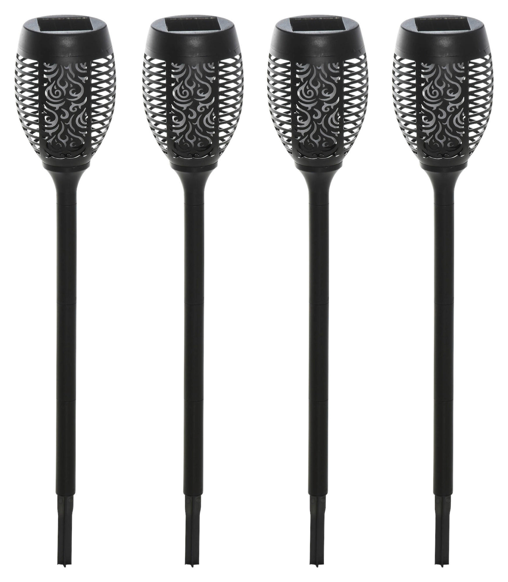 Solarleuchte im 4er-Set schwarz Kunststoff H/D: ca. 72x12 cm Solarleuchte im 4er-Set - schwarz (12,00/72,00cm) - Outsunny