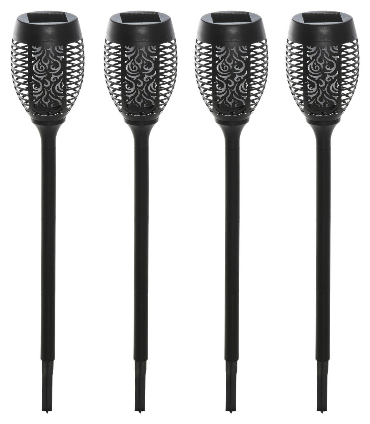 Solarleuchte im 4er-Set schwarz Kunststoff H/D: ca. 72x12 cm Solarleuchte im 4er-Set - schwarz (12,00/72,00cm) - Outsunny