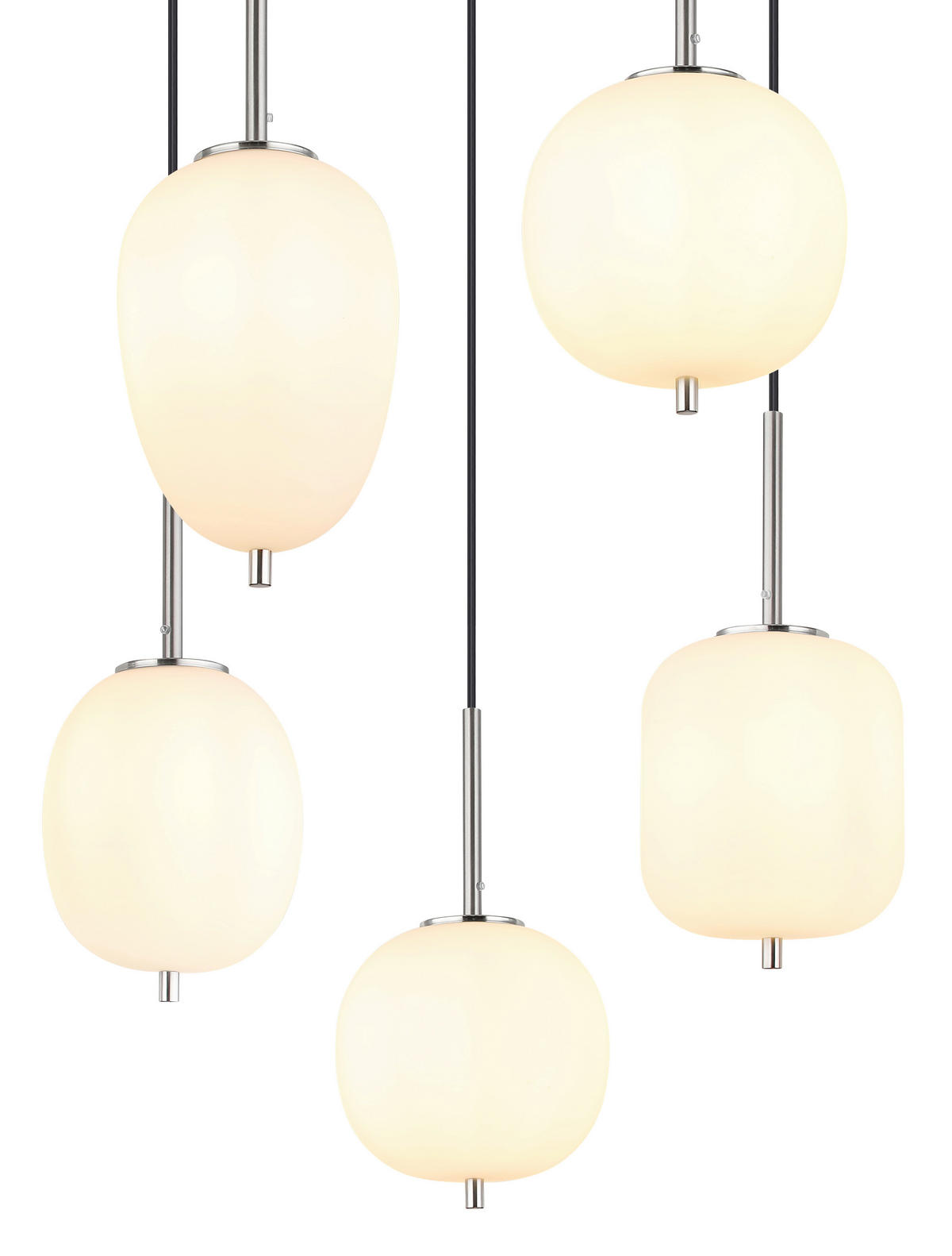 GLOBO Pendelleuchte nickel matt Glas Metall H/D: ca. 150x57,5 cm 5.0 Brennstellen 15345-5NO - nickel matt (57,50/150,00cm) - GLOBO