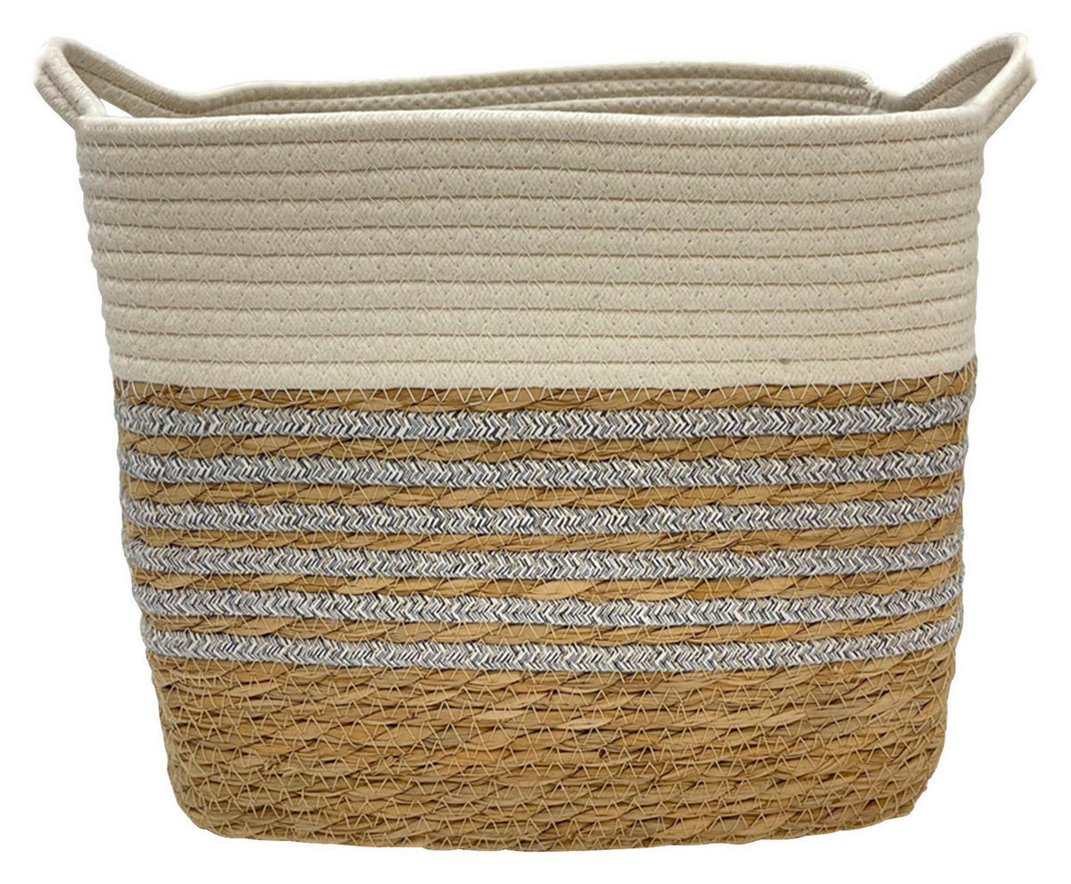 POCOline Korb grau Baumwolle B/H/L: ca. 27x29x35 cm Korb_Lotte_M - weiß/natur (35,00/27,00/29,00cm) - POCOline