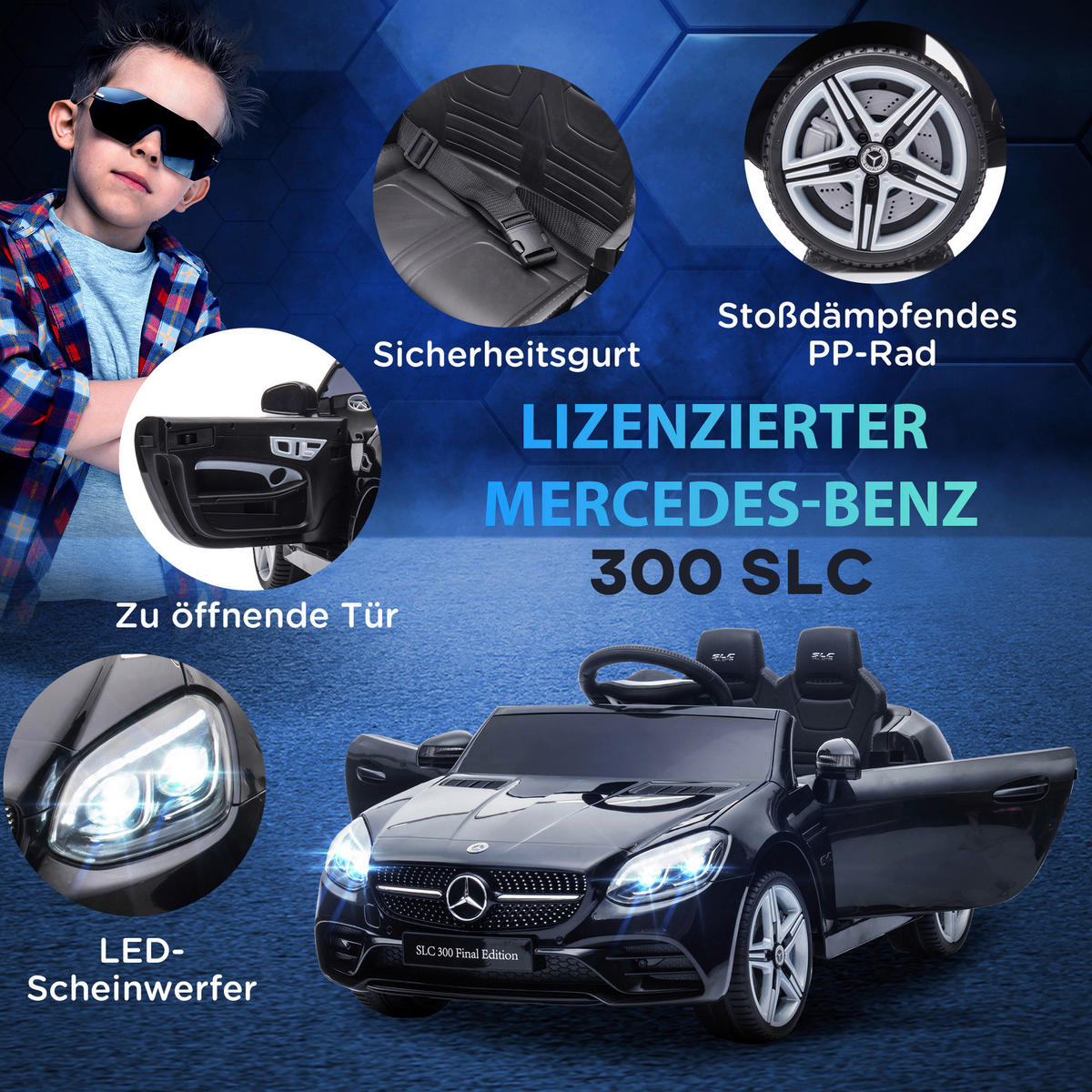 AIYAPLAY Kinder-Elektroauto schwarz B/H/L: ca. 62,5x44x107 cm Kinder Elektroauto - schwarz (107,00/62,50/44,00cm) - AIYAPLAY