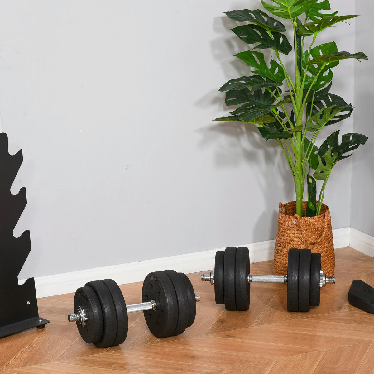 HOMCOM Hantelset schwarz Kunststoff B/H/L: ca. 18x7,5x43 cm Hantel-Set 30kg - schwarz (43,00/18,00/7,50cm) - HOMCOM