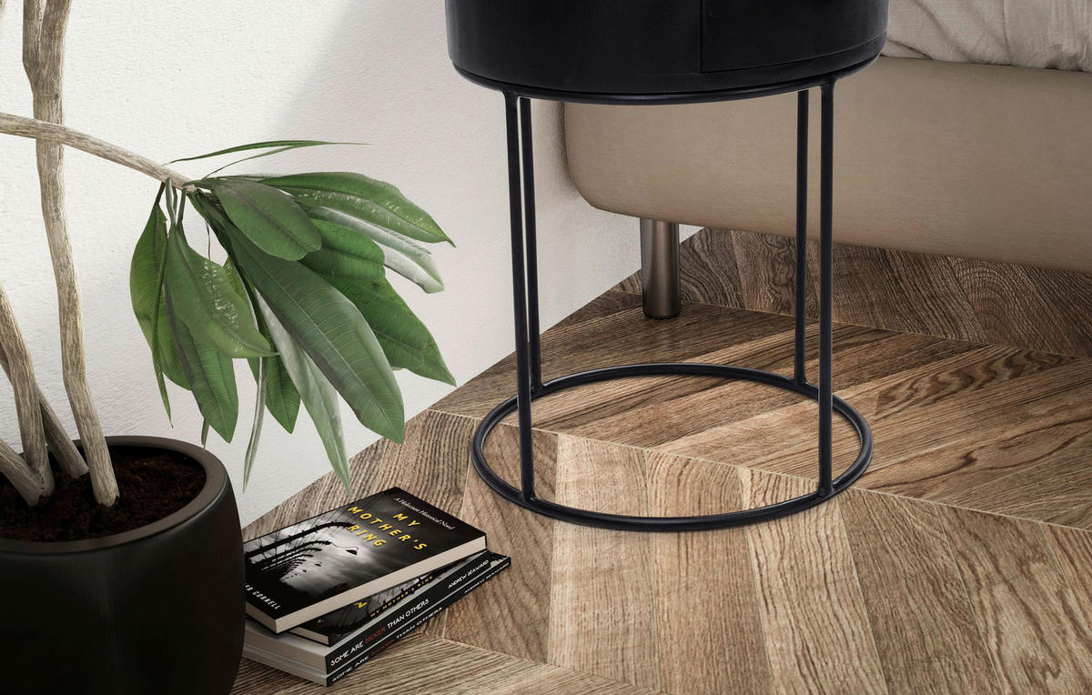 Nachtkonsole schwarz B/H/T: ca. 40x60x40 cm Nachtkonsole - schwarz (40,00/60,00/40,00cm) - Wohnling