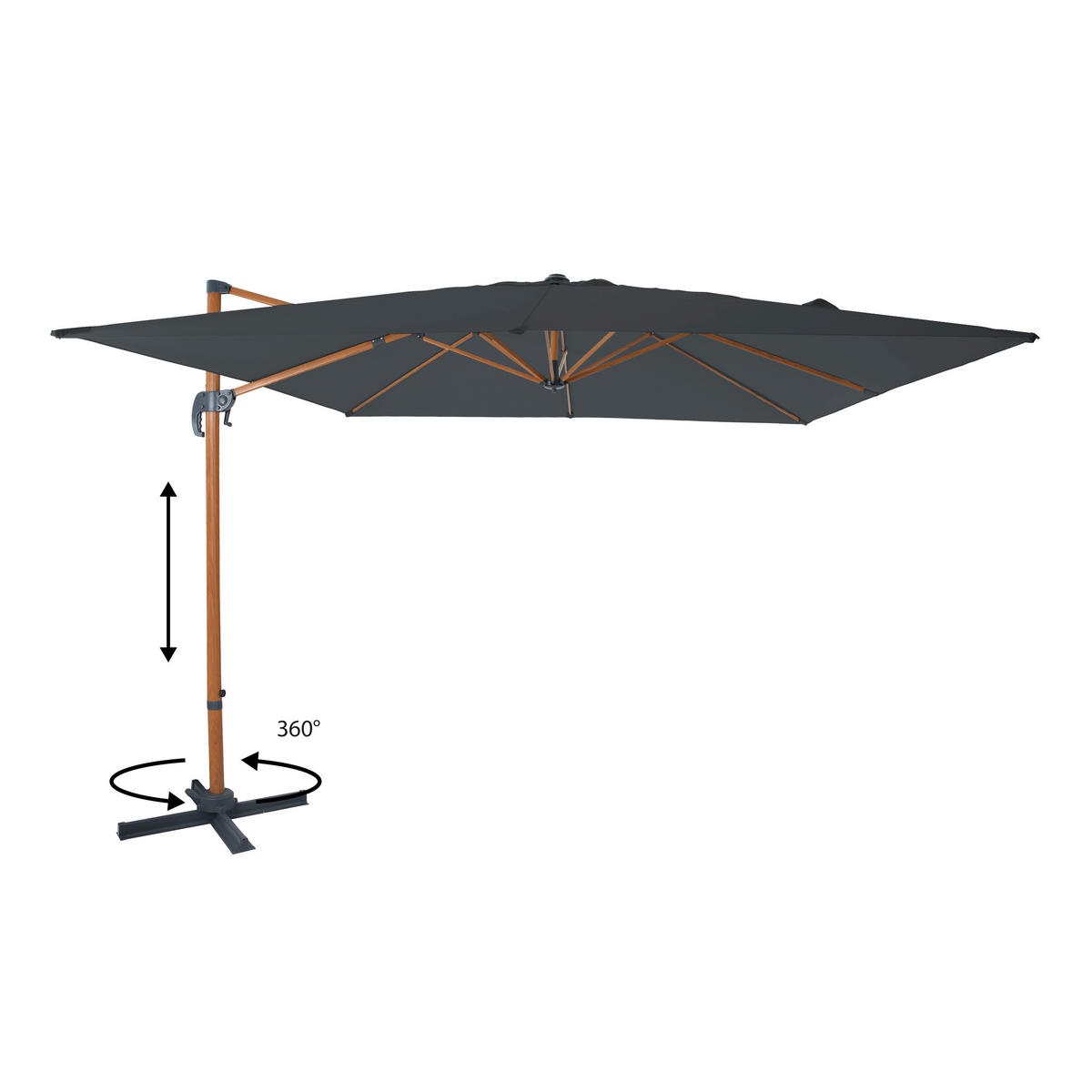 AXI Outdoor Living Ampelschirm Nima grau Textil B/H/L: ca. 300x250x300 cm Nima - braun/grau (300,00/300,00/250,00cm) - AXI Outdoor Living