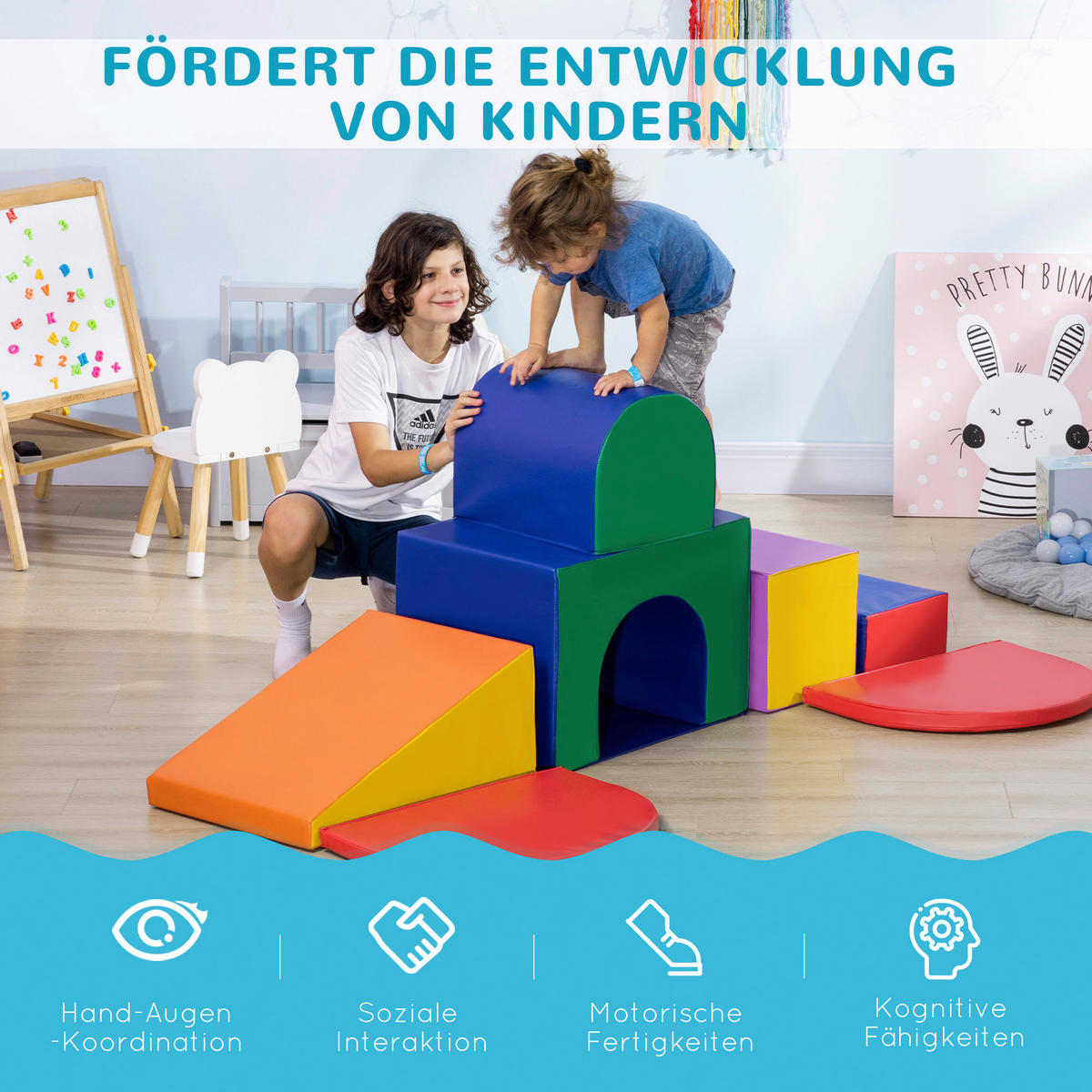 HOMCOM Bausteinset B/H/L: ca. 130x40x170 cm Bausteinset - multicolor (170,00/130,00/40,00cm) - HOMCOM