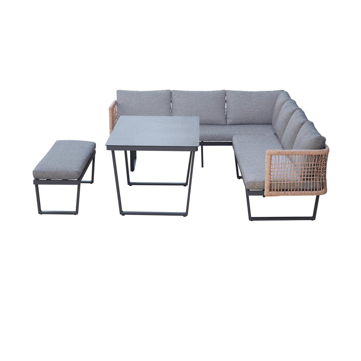 POCOline Gartensitzgruppe Cancun grau Alu Cancun - natur/grau - POCOline