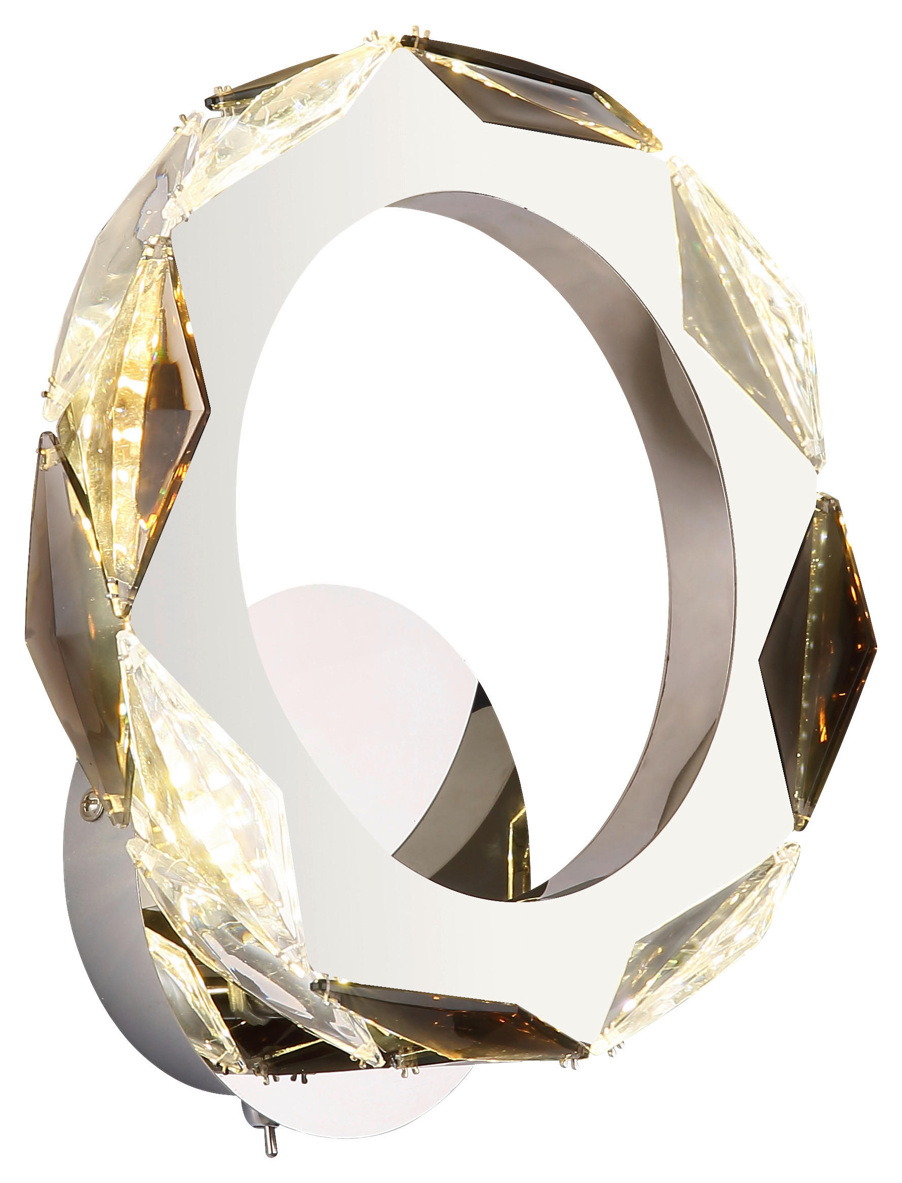 GLOBO LED-Wandleuchte transparent Chrom Rauch Acryl Metall B/H: ca. 24x25,5 cm KARILION - Rauch/Chrom (24,00/25,50cm) - GLOBO