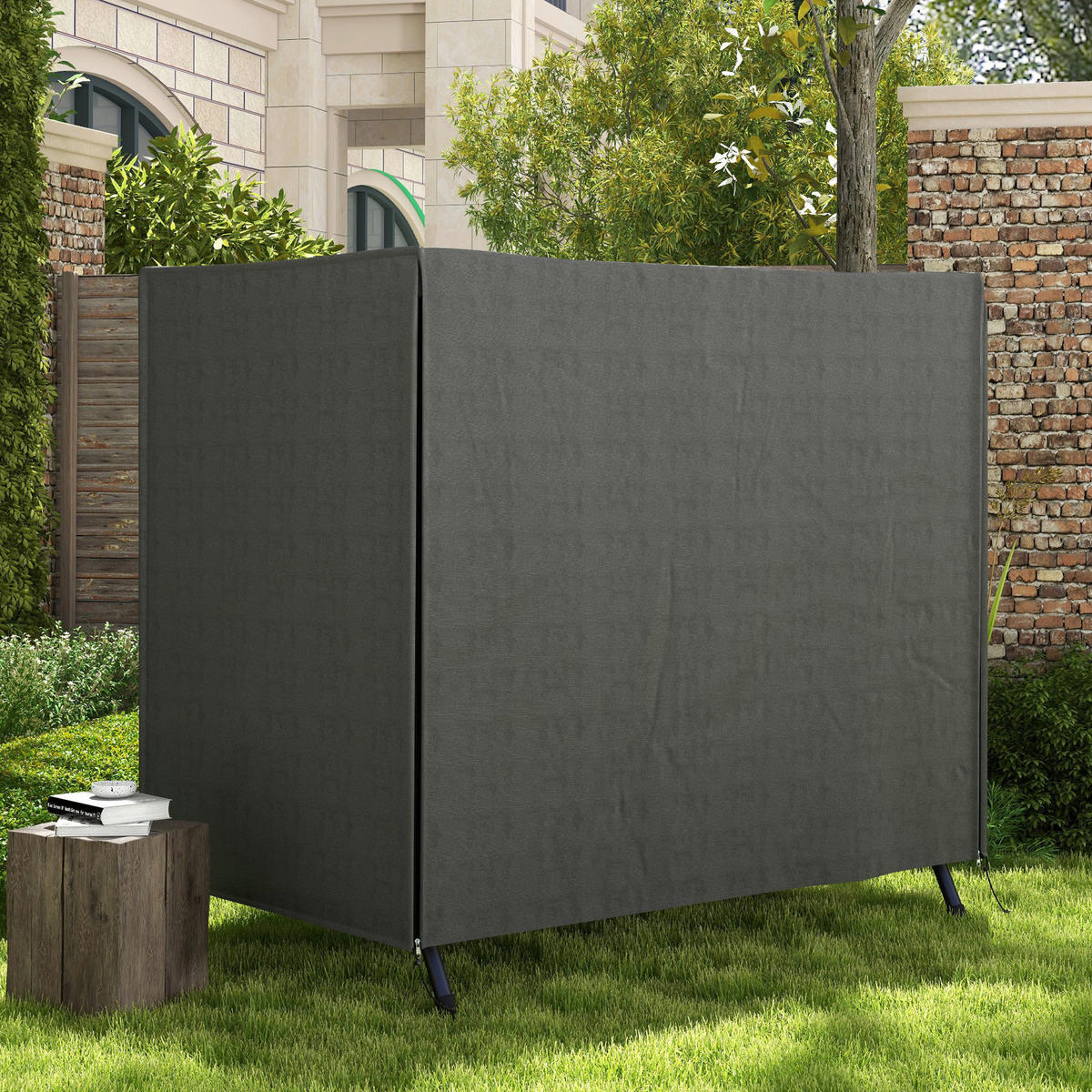 Outsunny Abdeckplane dunkelgrau Polyester B/H/L: ca. 114x152x177 cm Abdeckung für Schaukel - dunkelgrau (177,00/114,00/152,00cm) - Outsunny