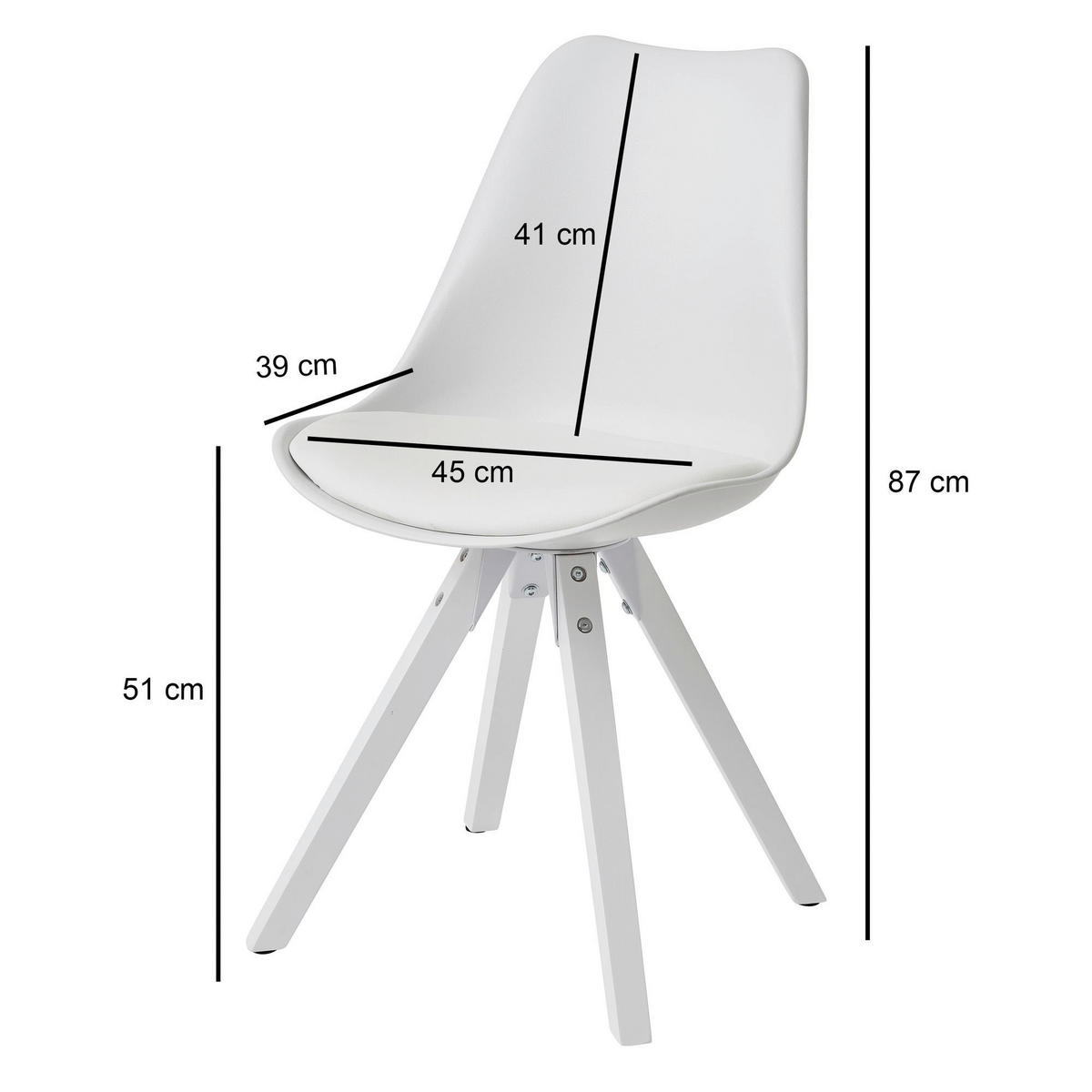 Stuhl 2er-Set. weiß B/H/T: ca. 49x87x52 cm 2er-Set. - weiß (49,00/87,00/52,00cm) - Wohnling