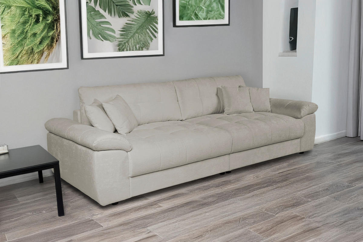 Big Sofa Tema graubraun Microfaser B/H/T: ca. 144x70x183 cm Tema - schwarz/graubraun (144,00/70,00/183,00cm)