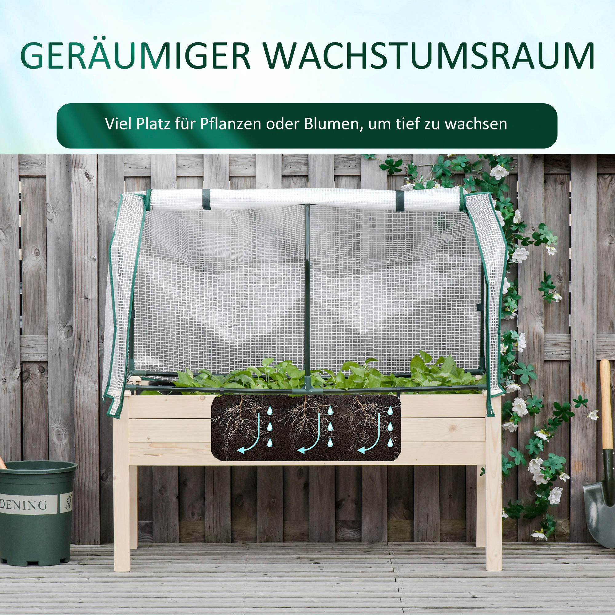 Outsunny Hochbeet natur Holz B/H/L: ca. 55x117x121 cm Hochbeet - natur (121,00/55,00/117,00cm) - Outsunny