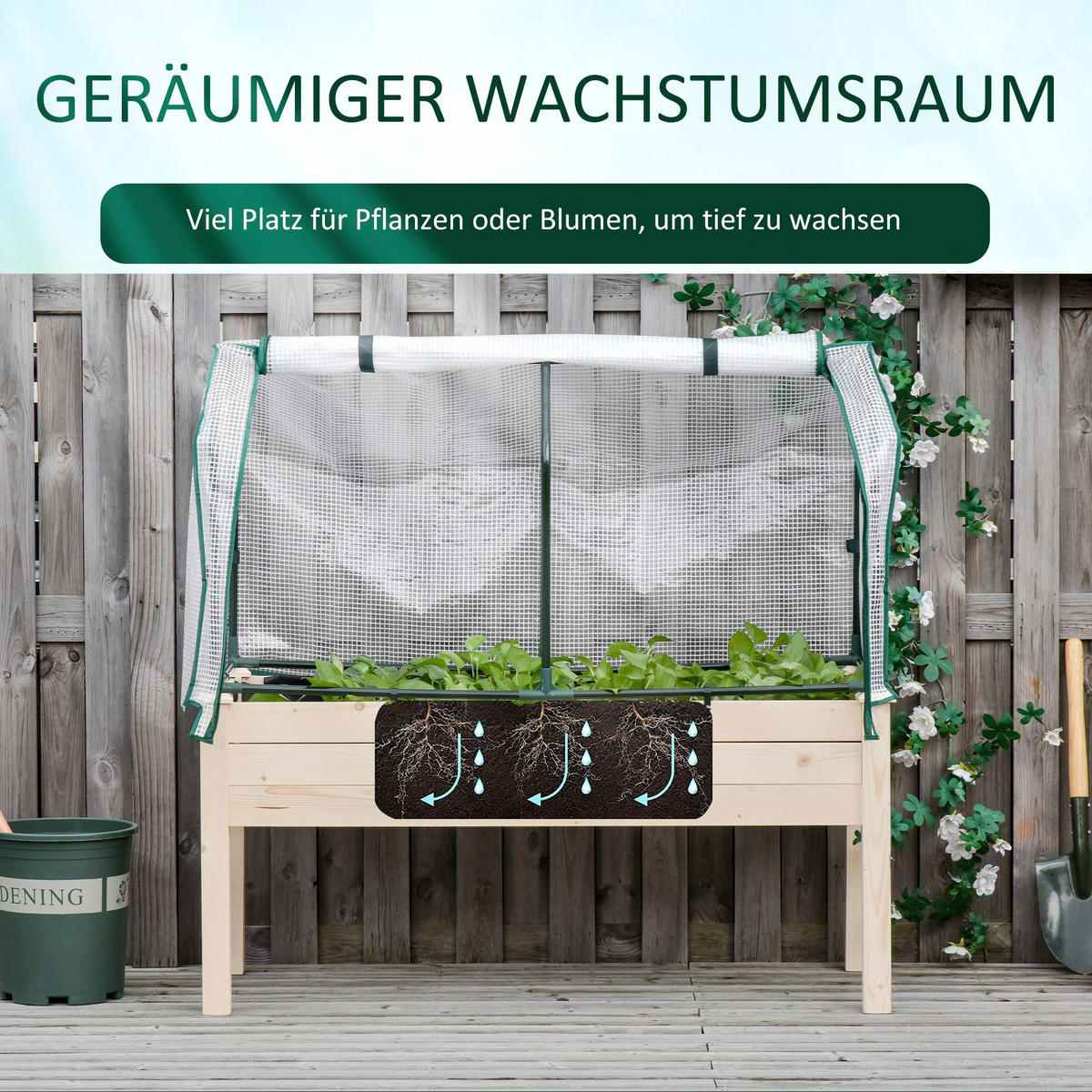 Outsunny Hochbeet natur Holz B/H/L: ca. 55x117x121 cm Hochbeet - natur (121,00/55,00/117,00cm) - Outsunny