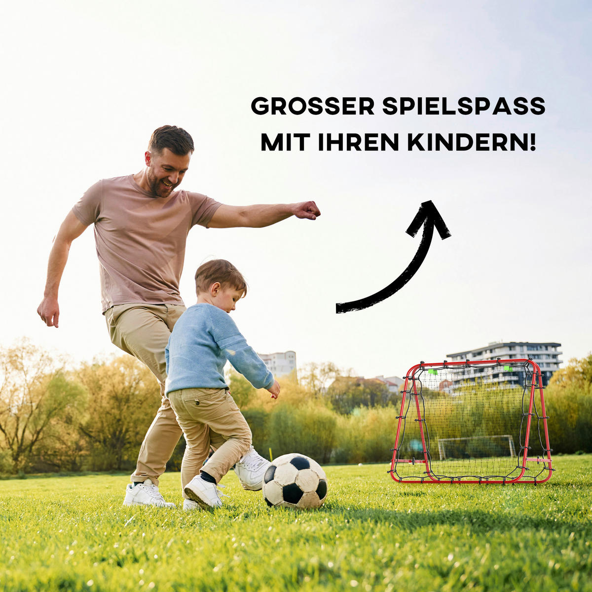 HOMCOM Fußball Rebounder rot Stahl B/H/L: ca. 95x90x100 cm Fußball Rebounder - rot (100,00/95,00/90,00cm) - HOMCOM