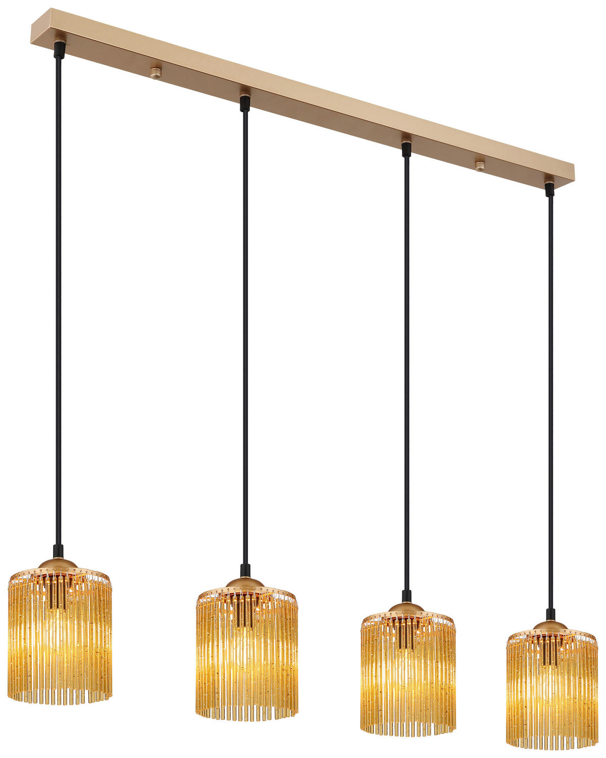 GLOBO Pendelleuchte LEEDS 33080445 gold schwarz amber Metall Kunststoff B/H/L: ca. 87x133x12 cm E14 4 Brennstellen LEEDS - gold/schwarz (12,00/87,00/133,00cm) - GLOBO