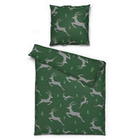Microfaser Bettwäsche Fleece Bettwäsche_Fleece Hirsch 135x200cm - grün (135,00/200,00cm)