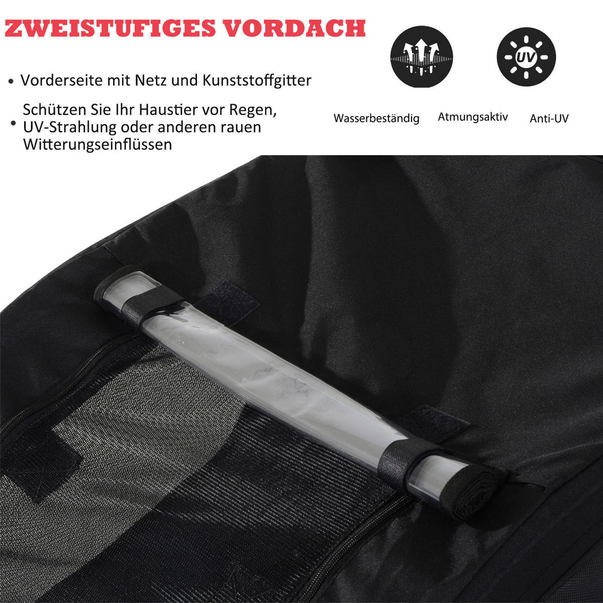 PawHut Fahrradanhänger 20 Zoll schwarz schwarz B/H/L: ca. 73x94x78 cm Radanhänger f. Hunde B4-0003-029 - weiß/schwarz (78,00/73,00/94,00cm) - PawHut
