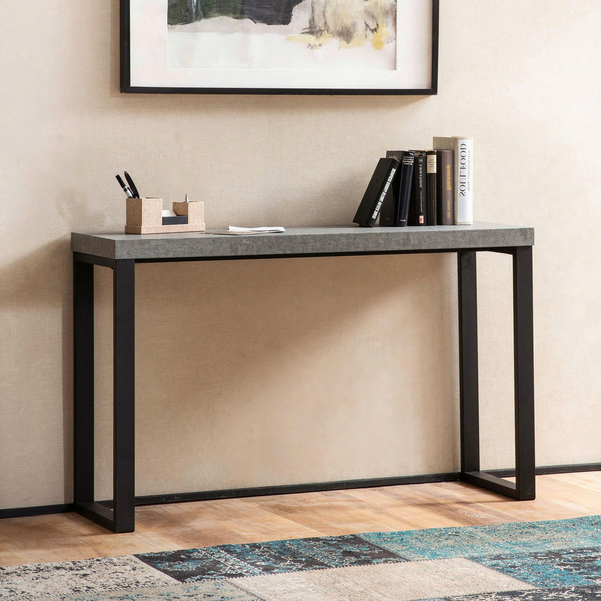 Konsolentisch Beton MDF B/H/T: ca. 120x76x40 cm Konsolentisch - Beton (120,00/76,00/40,00cm) - Wohnling