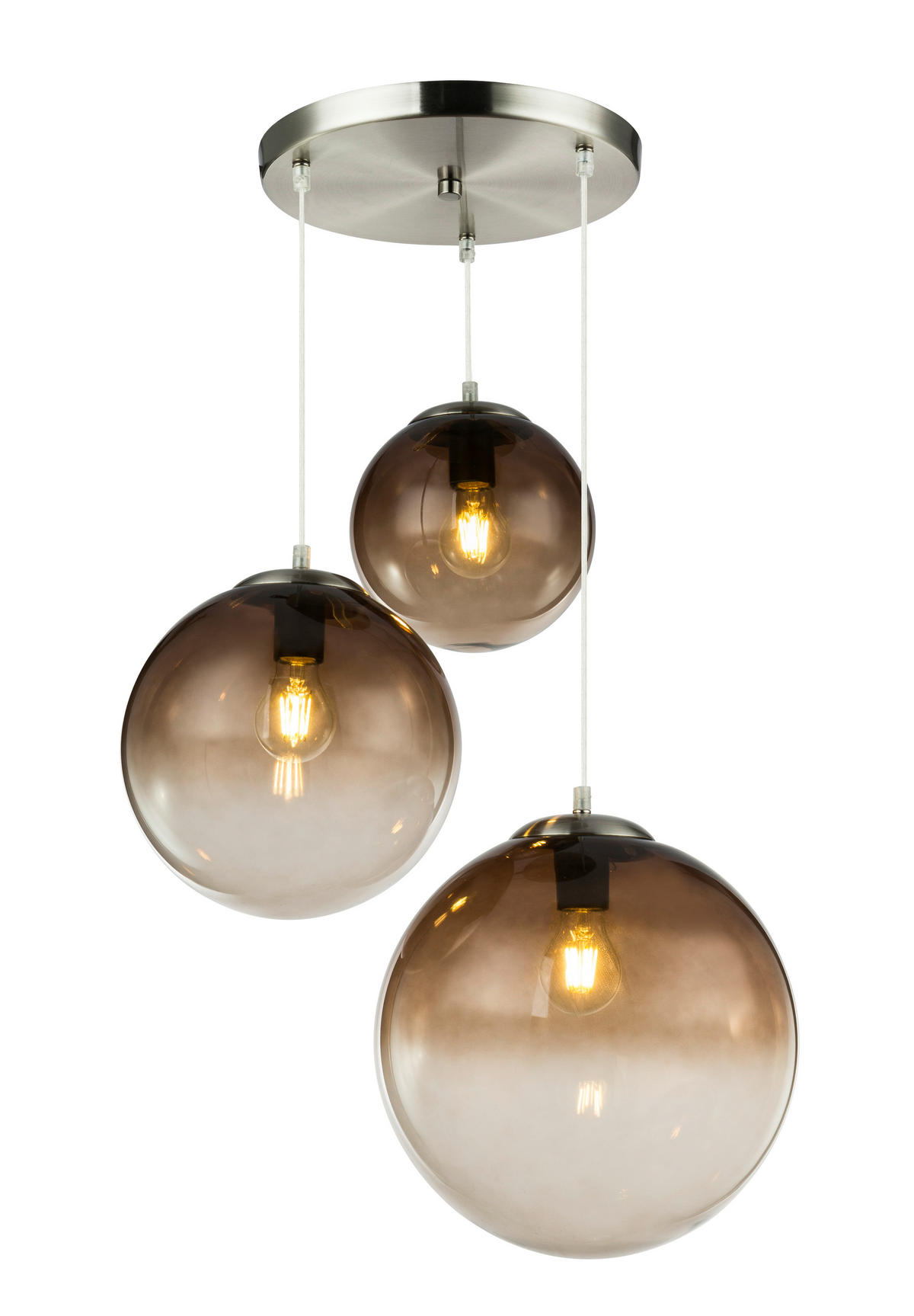 GLOBO Pendelleuchte 15861-3 Chrom Rauchglas H/D: ca. 120x51 cm E27 3 Brennstellen Pendelleuchte_Varus chrom/rauch - Chrom (51,00/120,00cm) - GLOBO