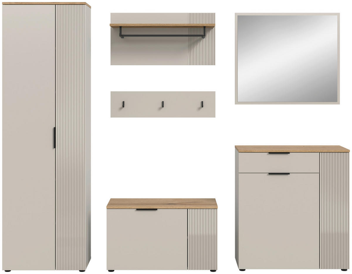 Garderobe Slide Kaschmirgrau Nachbildung Evoke Oak Nachbildung B/H/T: ca. 250x190x36 cm Slide - (250,00/190,00/36,00cm) - xonox.home