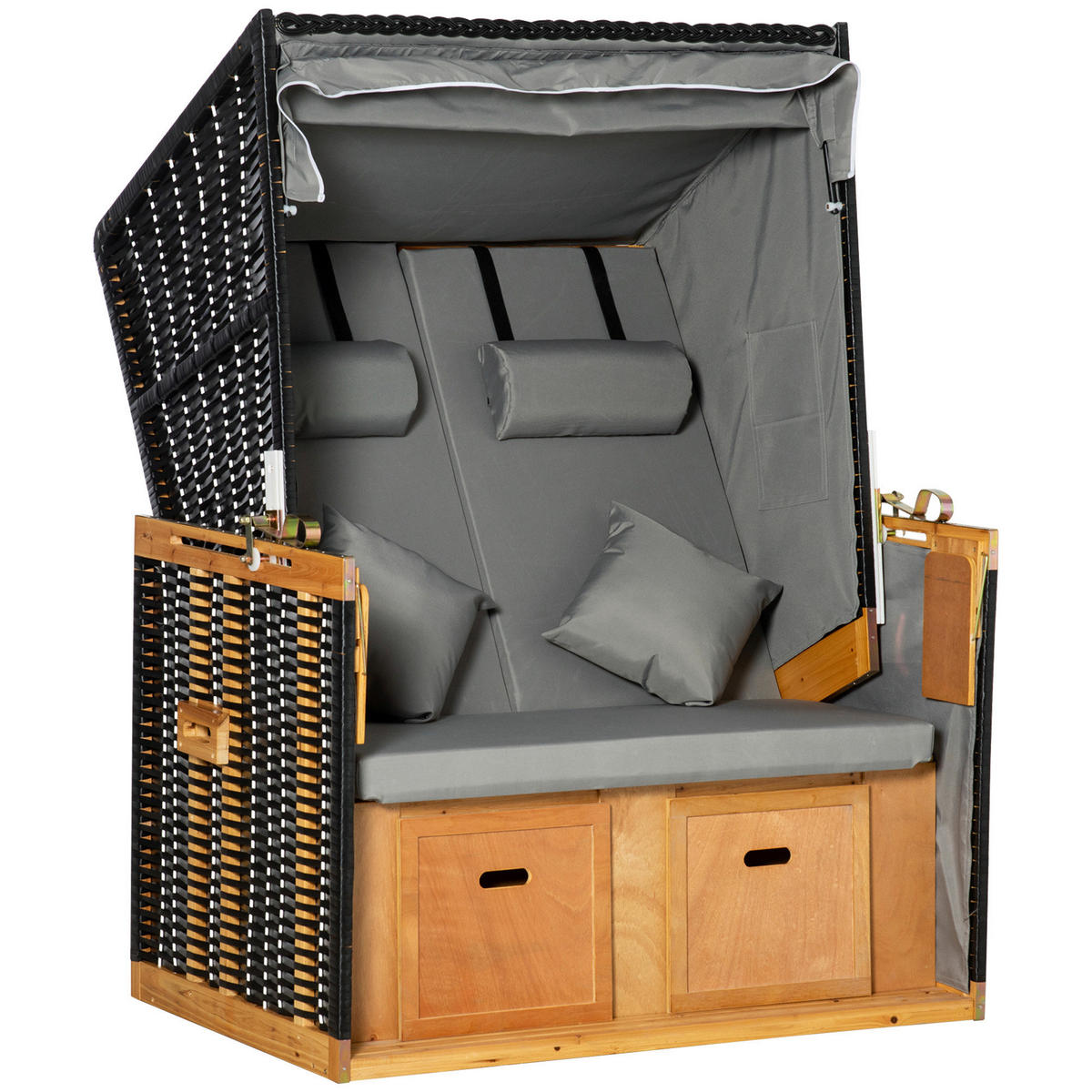 Outsunny Strandkorb hellgrau Edelstahl B/H/L: ca. 79x118x160 cm Strandkorb - hellgrau (160,00/79,00/118,00cm) - Outsunny